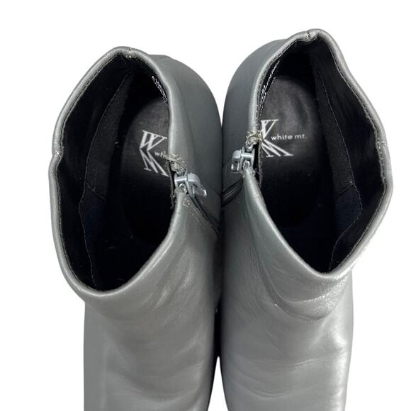 White Mt Frederick Gray Leather Side Zip Square Toe Ankle Boot Women 8 - Picture 9 of 9